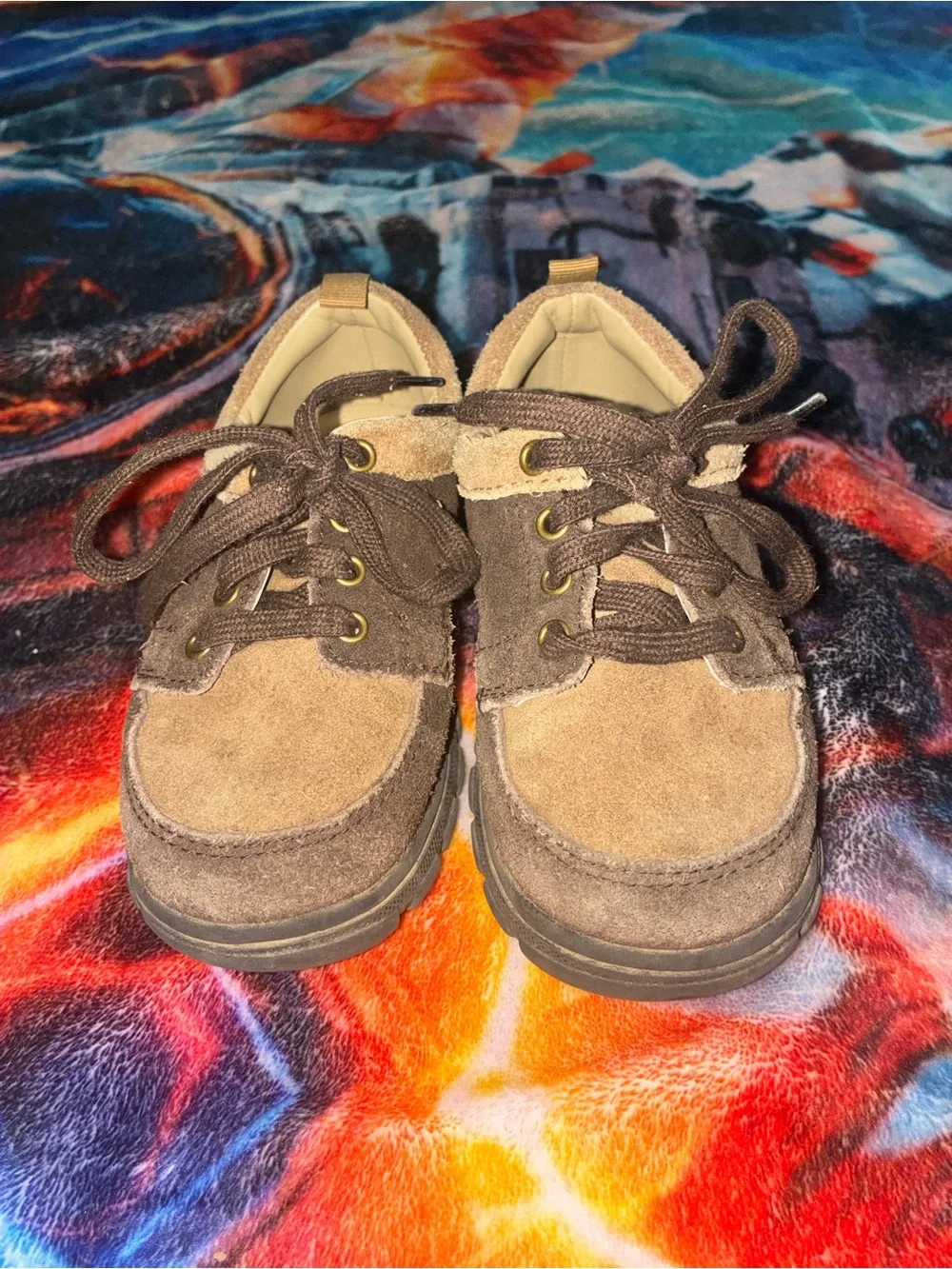 Kids Brown Suede Lace-Up Shoes
